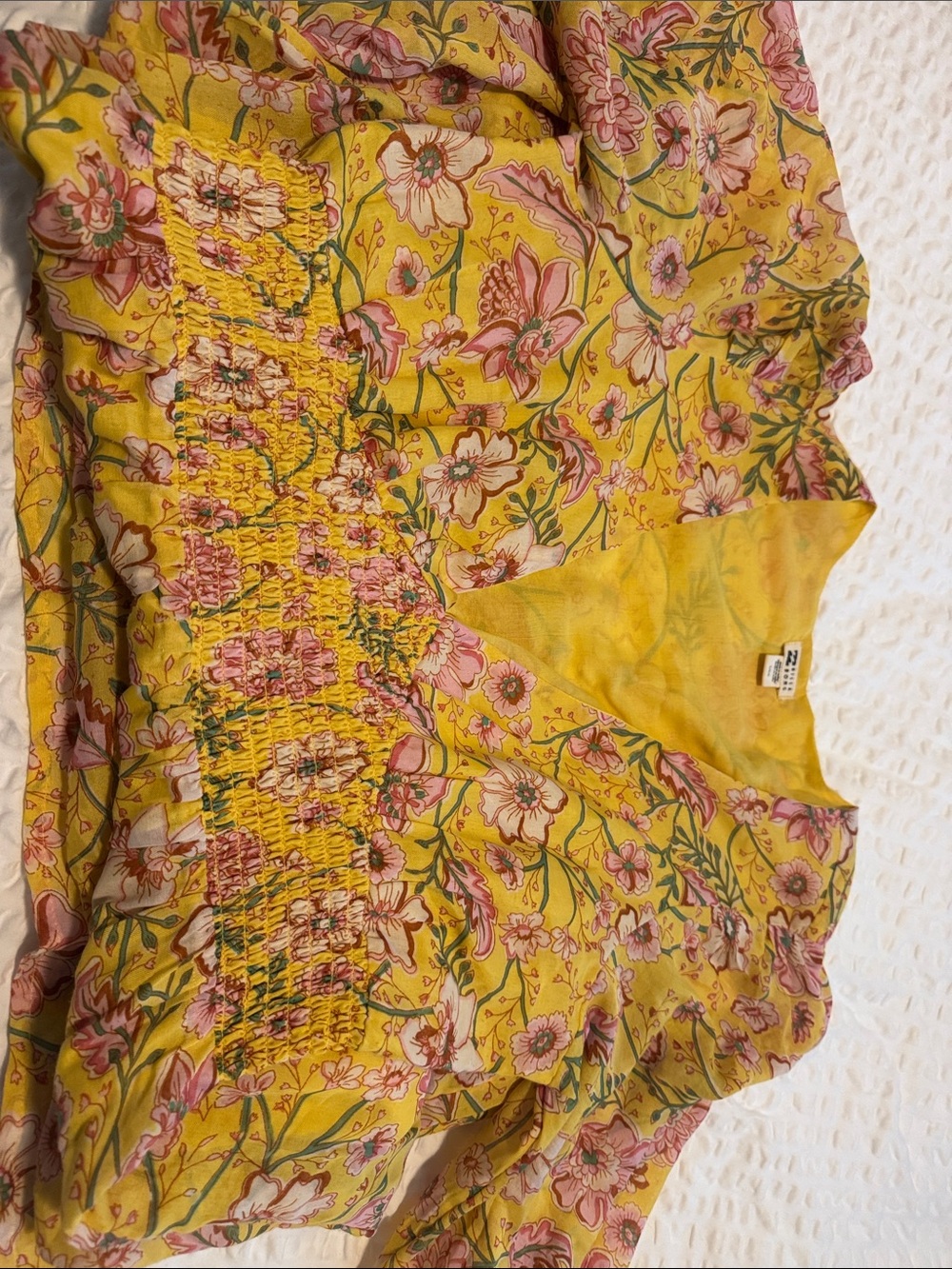 Billabong Yellow Floral Smocked Waist Maxi Dress - Picture 5 of 5